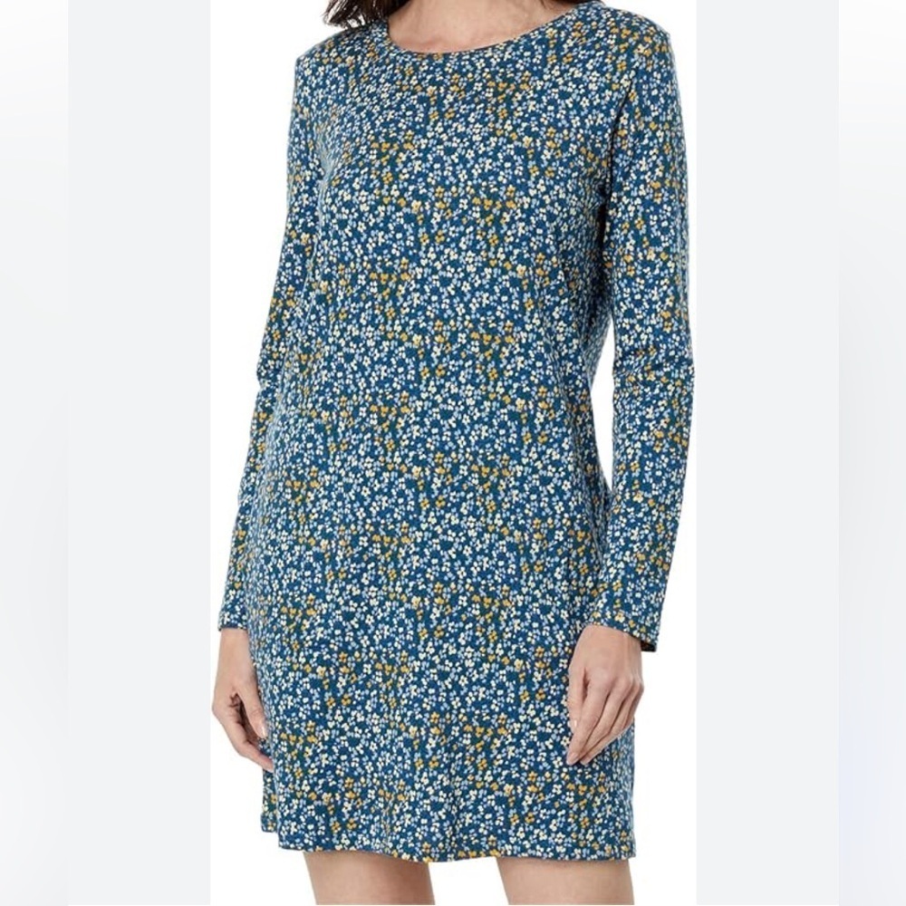 Toad & Co organic cotton blend long sleeve floral dress size L